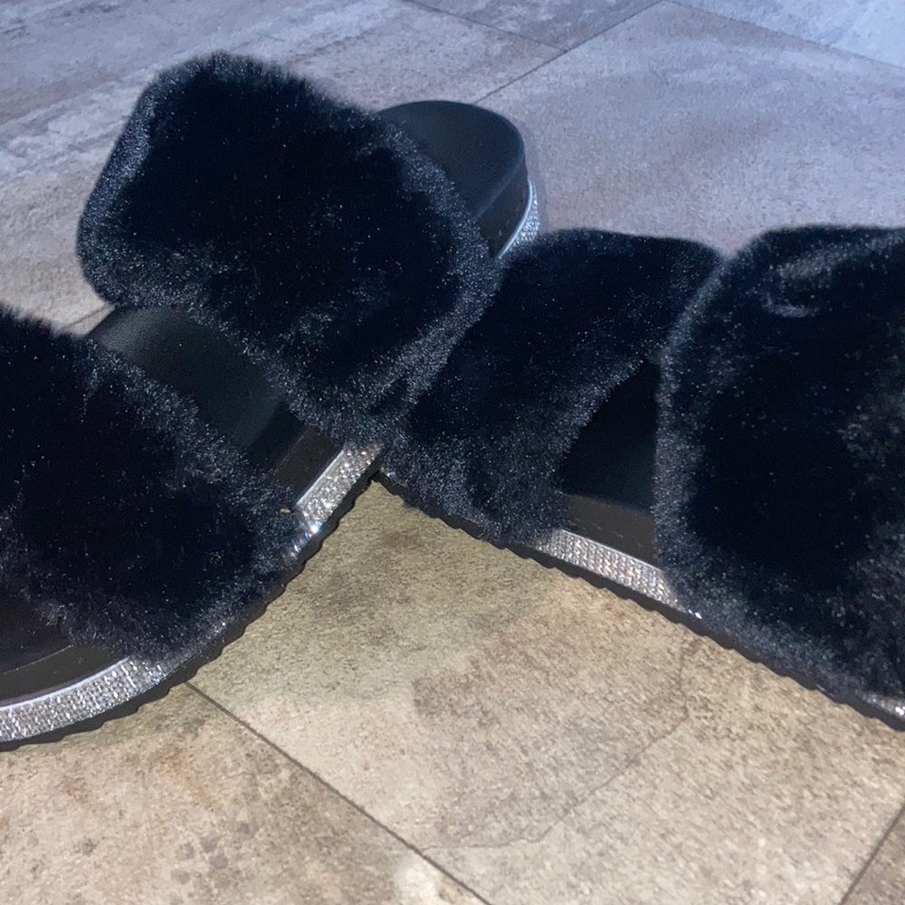 SPARKLING GLITTER FAUX FUR SPARKLE PLATFORMS